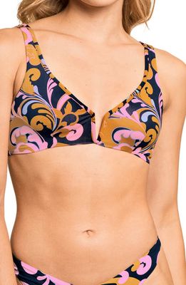 Maaji Victory Reversible Ribbed Bikini Top in Multi/Pink