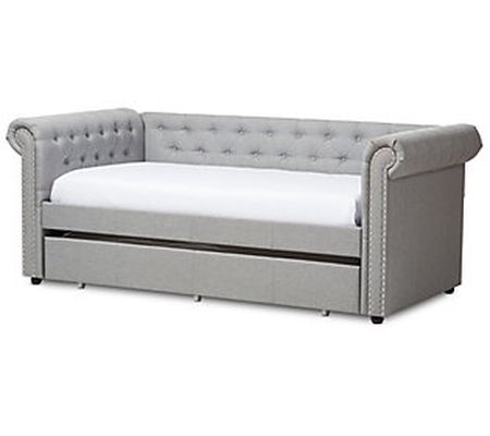 Mabelle Modern and Contemporary Grey Fabric Tru ndle Daybed