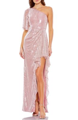 Mac Duggal Angel Sequin One-Shoulder Dress in Mauve