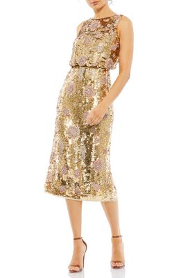 Mac Duggal Bead & Sequin Sleeveless Cocktail Dress in Gold Amethyst