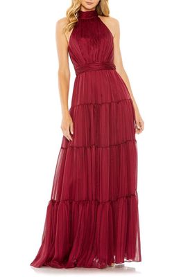 Mac Duggal Bow Back Tiered A-Line Gown in Burgundy at Nordstrom, Size 8