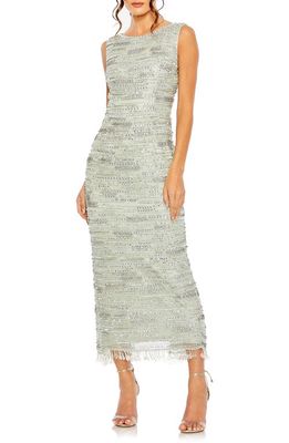 Mac Duggal Crystal Detail Sleeveless Column Cocktail Dress in Sage