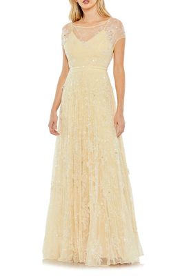 Mac Duggal Embellished Illusion Gown in Buttercup