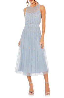 Mac Duggal Embellished Midi Cocktail Dress in Powder Blue