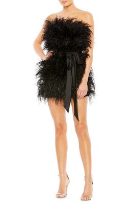 Mac Duggal Feather Strapless Minidress in Black