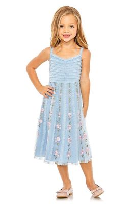 Mac Duggal Kids' Floral Embroidered Ruffle Dress in Blue Multi