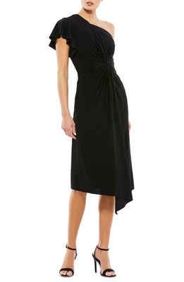 Mac Duggal One-Shoulder Asymmetric Cocktail Dress in Black