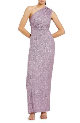 Mac Duggal Sequin One-Shoulder Column Gown in Lilac