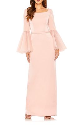 Mac Duggal Square Neck Bell Sleeve Column Gown in Rose