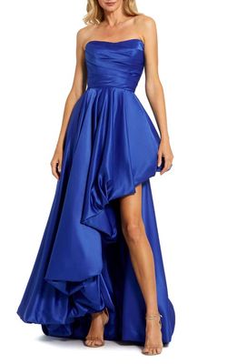 Mac Duggal Strapless Asymmetric A-Line Gown in Cobalt