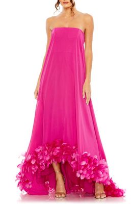 Mac Duggal Strapless Feather Hem High Low Gown in Fuchsia at Nordstrom, Size 2