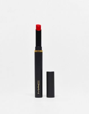 MAC Powder Kiss Velvet Blur Slim Lipstick - Devoted To Danger-Red