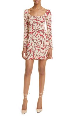 MACCAPANI Erica Floral Long Sleeve Knit Minidress in Red