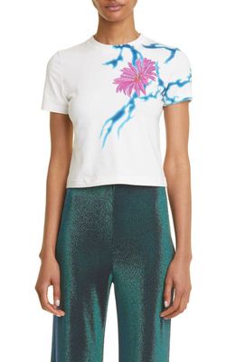 MACCAPANI Holographic Floral Baby T-Shirt in White