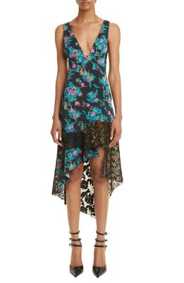 MACCAPANI Katie Holographic Floral Print Sleeveless Dress in Green