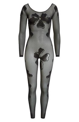 MACCAPANI Monogram Mesh Catsuit in Black