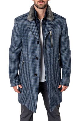 Maceoo Captain Houndstooth Peacoat with Bib in Blue