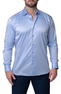 Maceoo Classic Modern Cotton Button-Up Shirt in Blue