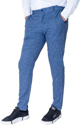Maceoo Crosshatch Weave Slim Fit Stretch Pants in Blue