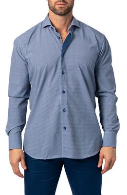 Maceoo Einstein Microgeo Regular Fit Cotton Button-Up Shirt in Blue