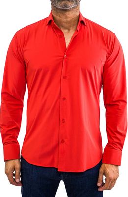 Maceoo Einstein Stretchcore Performance Button-Up Shirt in Red