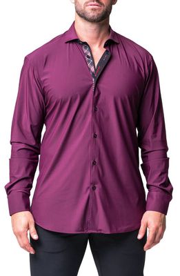 Maceoo Einstein Stretchflow Cotton Button-Up Shirt in Purple
