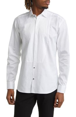 Maceoo Fibonacci Angled Lines Regular Fit Cotton Button-Up Shirt in White