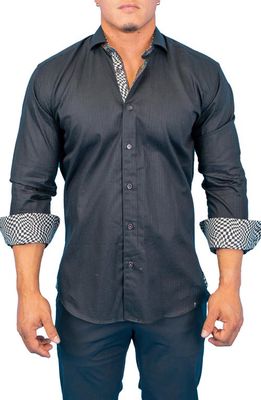 Maceoo Fibonacci Check Black Regular Fit Cotton Button-Up Shirt