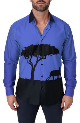 Maceoo Fibonacci Cotton Button-Up Shirt in Mufasa Blue
