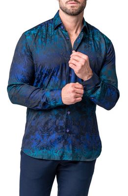 Maceoo Fibonacci Decker Blue Contemporary Fit Button-Up Shirt