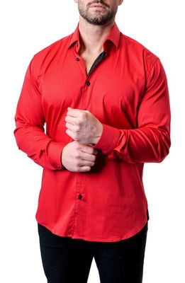 Maceoo Fibonacci Grenadine Red Contemporary Fit Button-Up Shirt