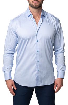 Maceoo Fibonacci Sleek Sky Contemporary Fit Button-Up Shirt in Blue