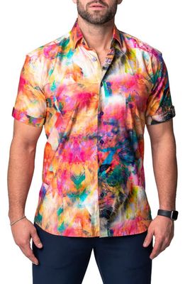 Maceoo Galileo Lionhidden Multi Stretch Short Sleeve Button-Up Shirt