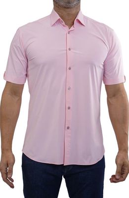Maceoo Galileo Stretchcore Short Sleeve Performance Button-Up Shirt in Pink