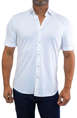 Maceoo Galileo Stretchcore Short Sleeve Performance Button-Up Shirt in White