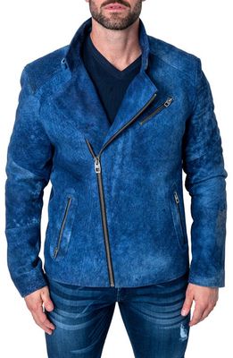 Maceoo Gene Blue Leather Jacket