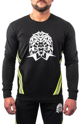 Maceoo Lightening Black Stretch Cotton Graphic Crewneck Sweater