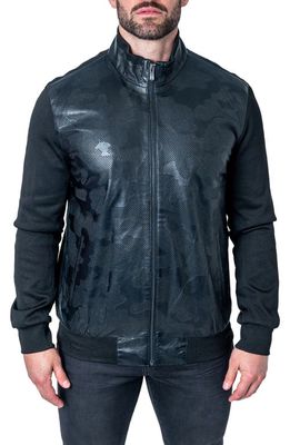 Maceoo Map Black Leather Jacket