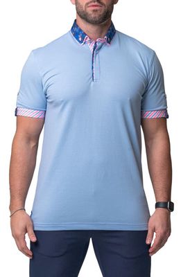 Maceoo Mozart Solide Waveslight Jersey Button-Down Polo in Blue