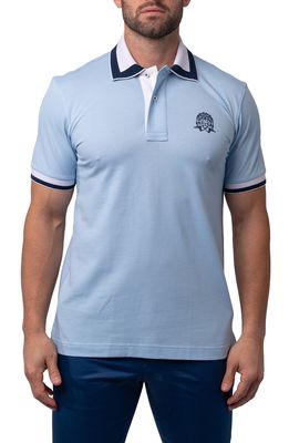 Maceoo Mozartangletip Button-Down Polo in Blue