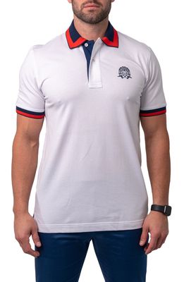 Maceoo Mozartangletip Button-Down Polo in White