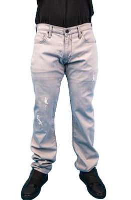 Maceoo Ripped Athletic Fit Stretch Jeans in Grey