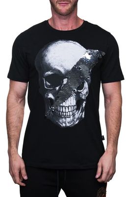 Maceoo Skull Disco Graphic Crew T-Shirt in Black