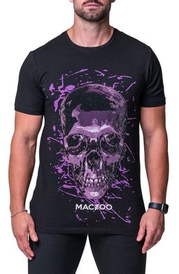 Maceoo Skull Purple Graphic Tee in Black