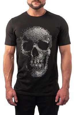 Maceoo Skulldot Black Embellished Stretch Cotton Graphic Tee