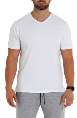 Maceoo V-Neck Knit T-Shirt in White