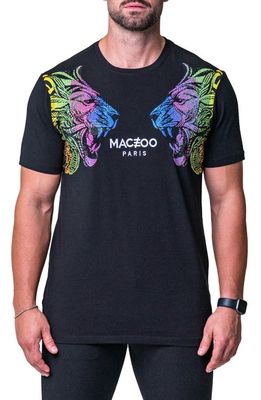 Maceoo Vision Embellished Stretch Cotton Graphic Tee in Black