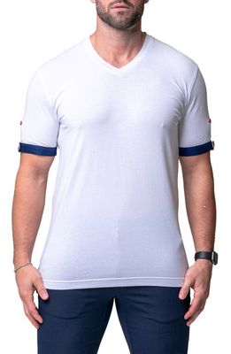 Maceoo Vivaldi Solid Game White V-Neck T-Shirt