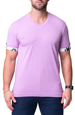 Maceoo Vivaldi Solid Peace Purple V-Neck T-Shirt