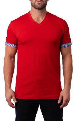 Maceoo Vivaldisolidmosaic Red V-Neck T-Shirt